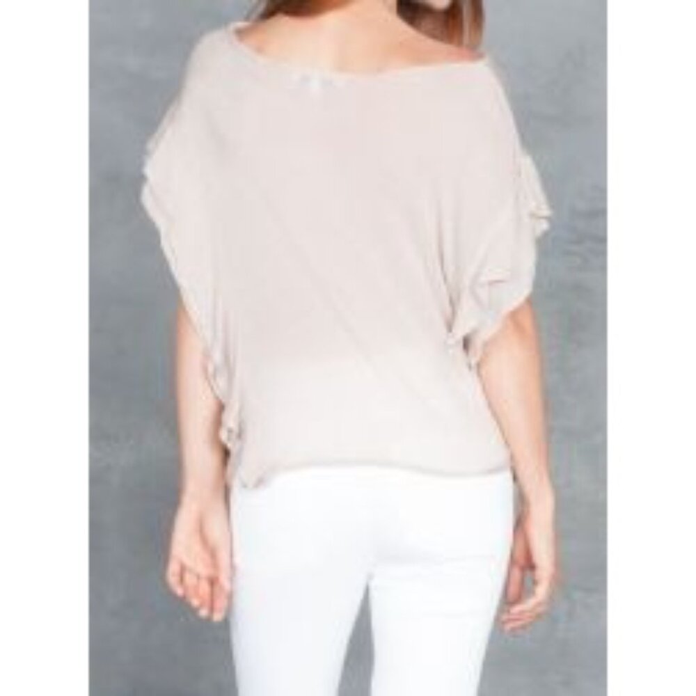 IRO Dalia Ruffle Pink Sand Size XS Oversized Semi Sheer $294 Blouse - Picture 2 of 15